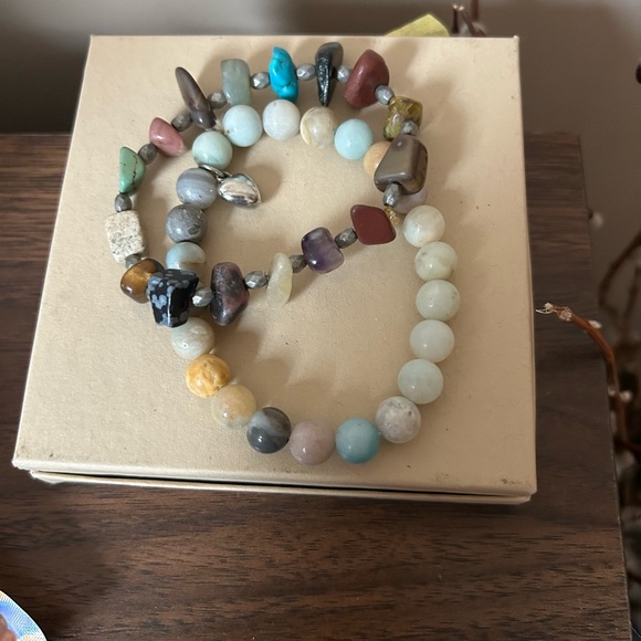 Natural Multicolor Beaded Stretch Bracelets - Picture 2 of 2